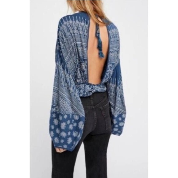 Free People‎ Blue Bohemian Blouse - Picture 2 of 10